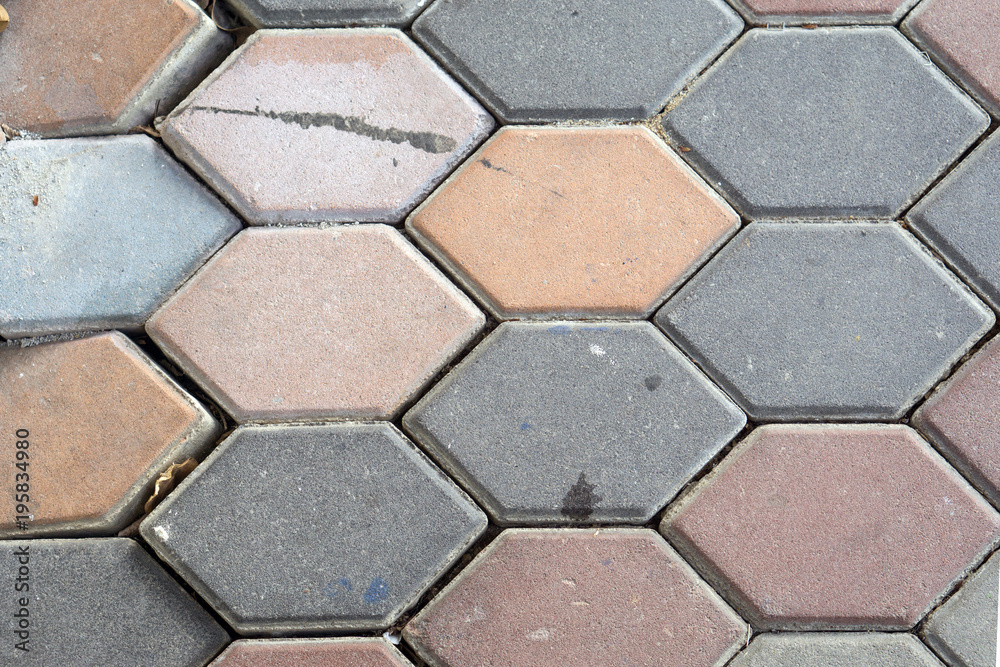 cement floor blocks for pattern and background., multi color Six sided bricks. cement floor blocks for pattern and background., multi color Six sided bricks.