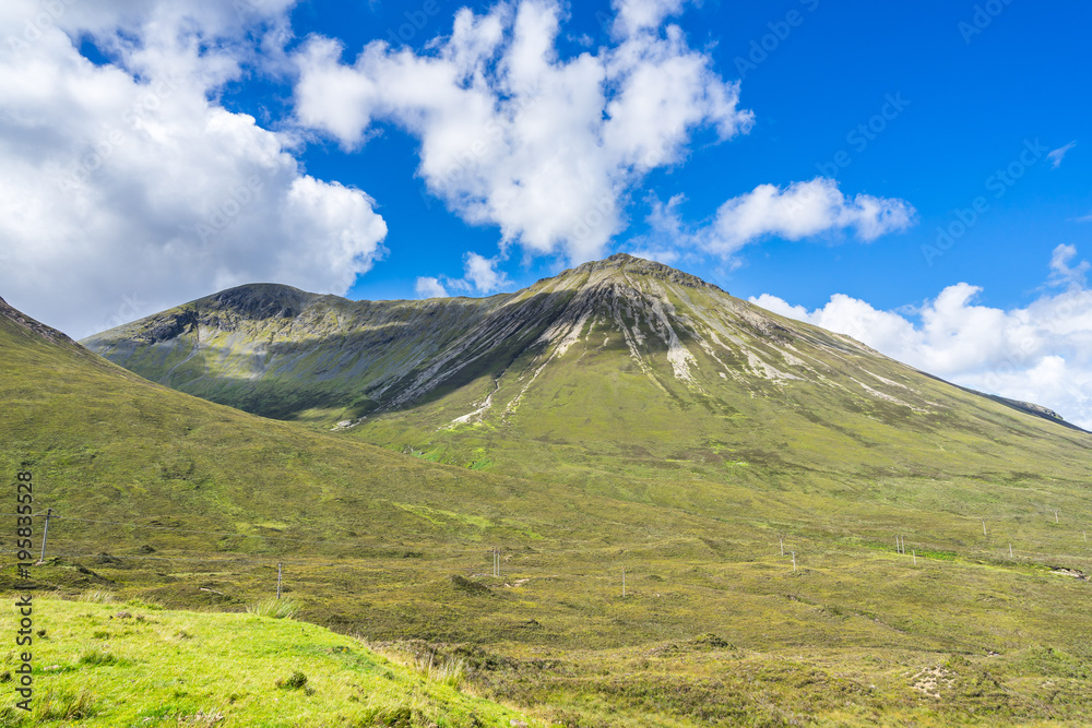 Mountain landscape in a sunny day, Isle of Skye, Scotland, Britain