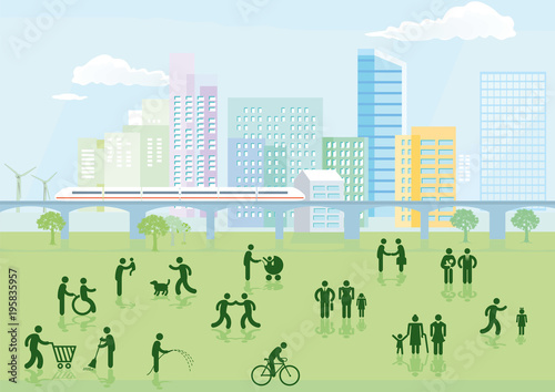 Stadtansicht von einer modernen Großstadt