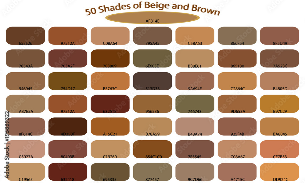 shades of brown color isolated on white background. Brown tones and shades. Color  backgrounds with codes. Vector illustration of palette. Stock Vector |  Adobe Stock