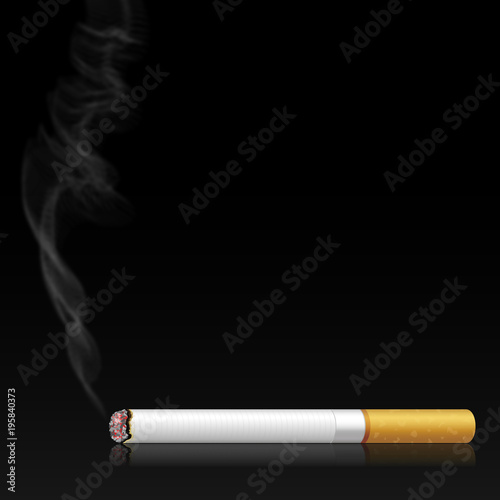 Illustration smoking cigarette on black background