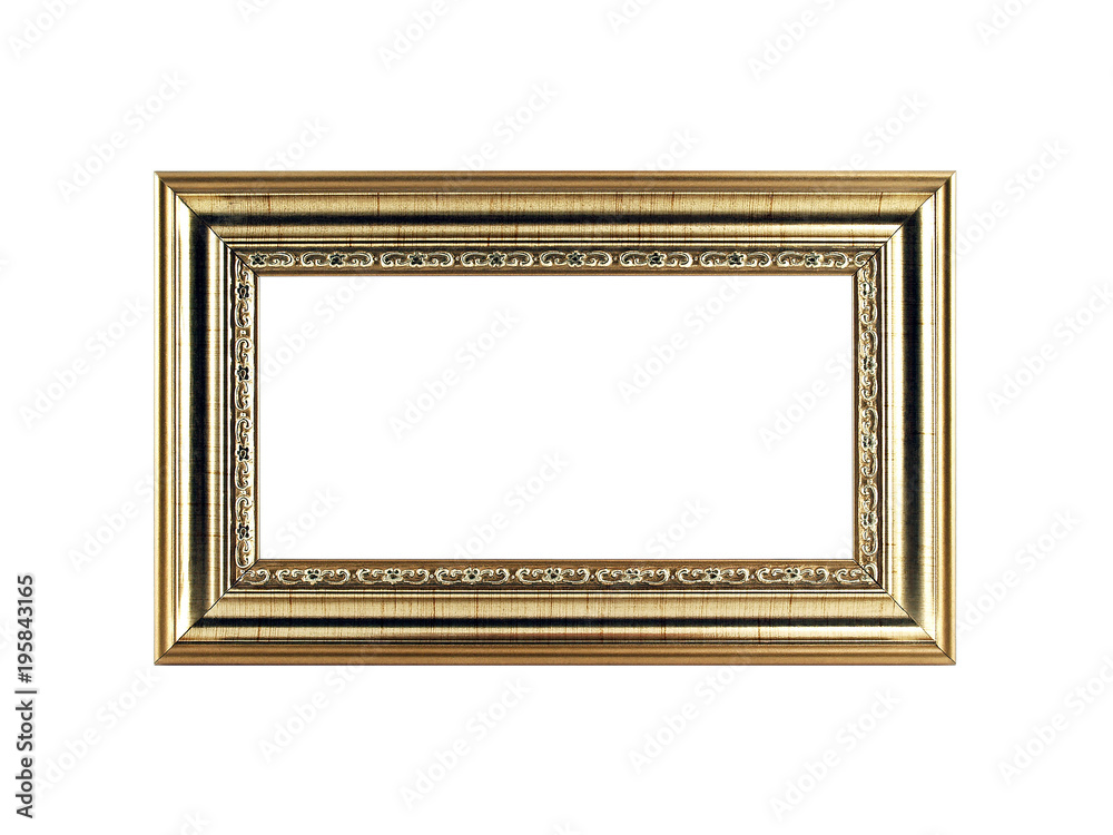 elegance carved wood gold picture frame with copy space isolated on white elegance carved wood gold picture frame with copy space isolated on white