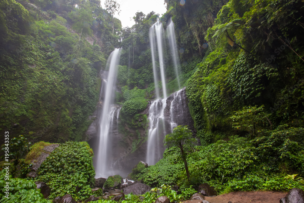 Hidden in jungles beautiful Sekumpul waterfall on Bali, Indonesia Hidden in jungles beautiful Sekumpul waterfall on Bali, Indonesia