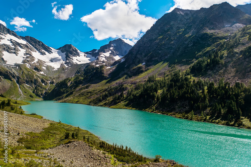 Beautiful mountain lake with turquoise Multinskoe photo