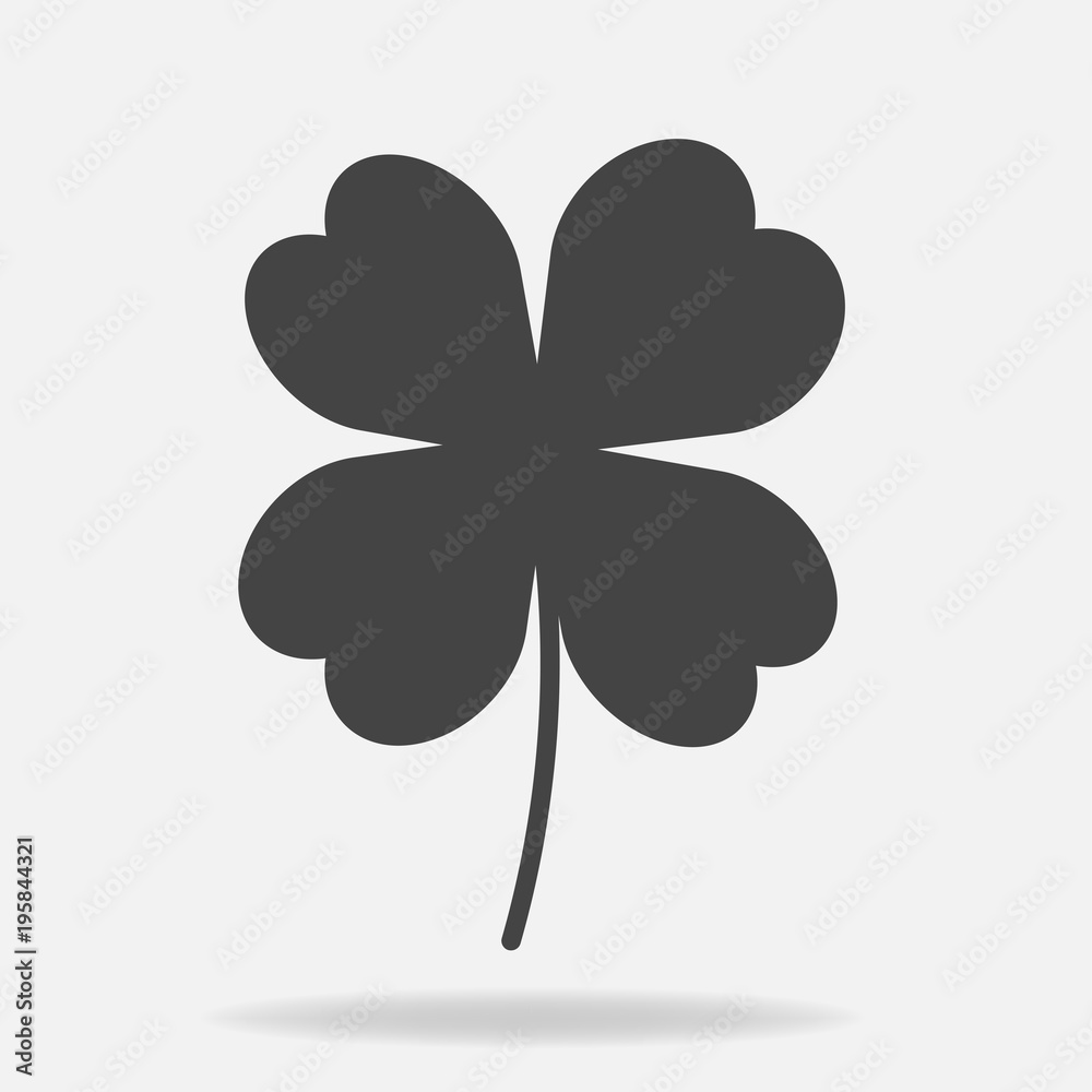 Vector icon four-leafed clover. Vector illustration on a gray background Vector icon four-leafed clover. Vector illustration on a gray background