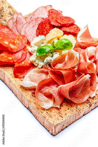 Italian prosciutto crudo or spanish jamon and cheese