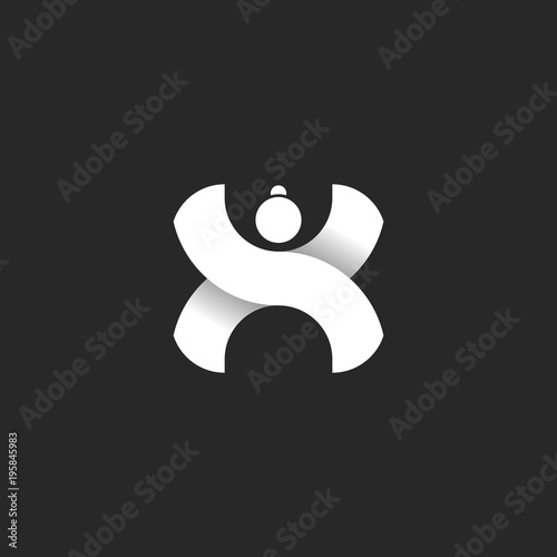 Sumo wrestler logo, silhouette fat man sport icon