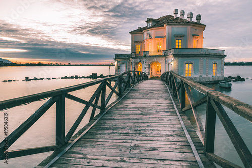 Breathtaking Sunset at Casina Vanvitelliana, Fusaro Lake, Bacoli, Naples. Italy photo