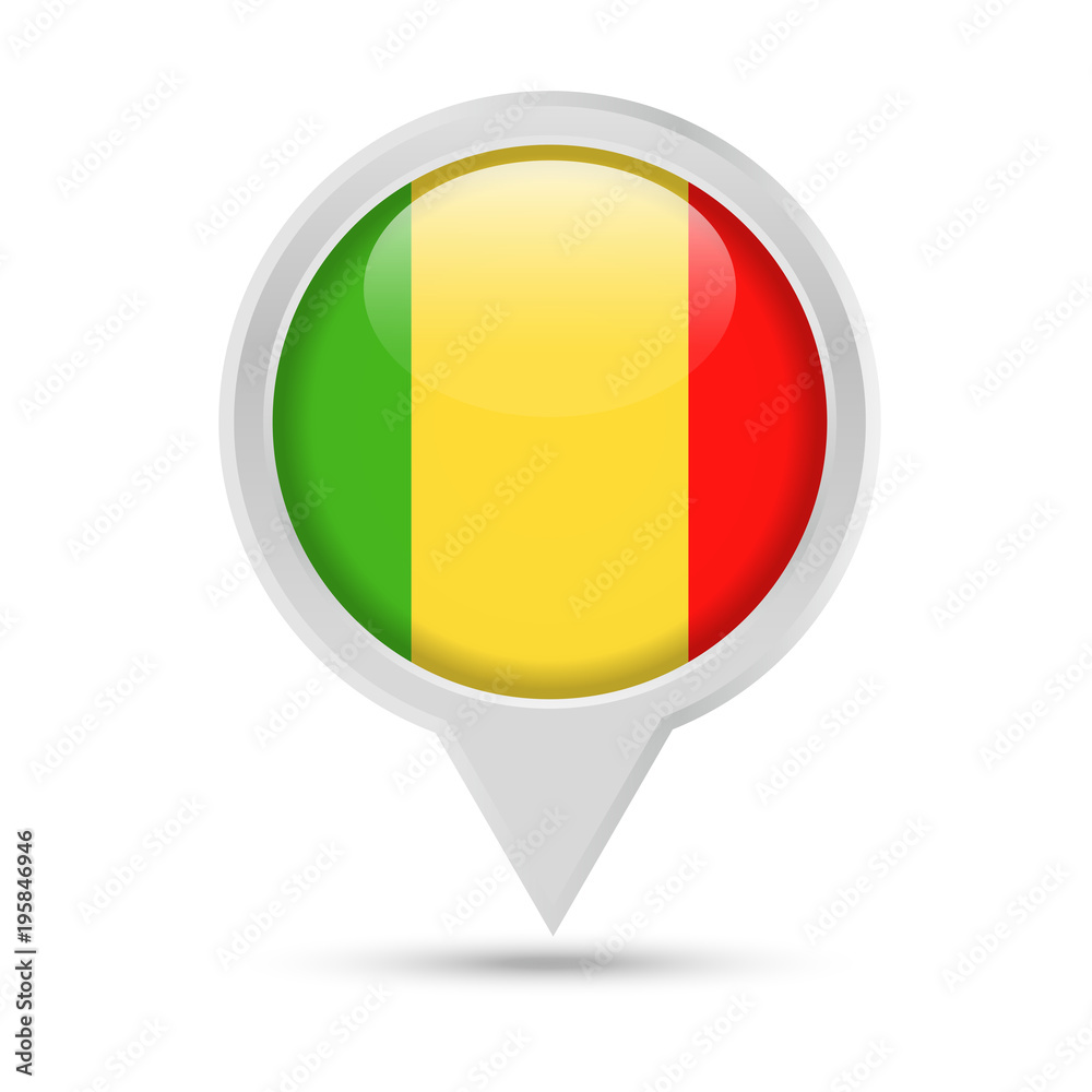 Fototapeta premium Mali Flag Round Pin Vector Icon