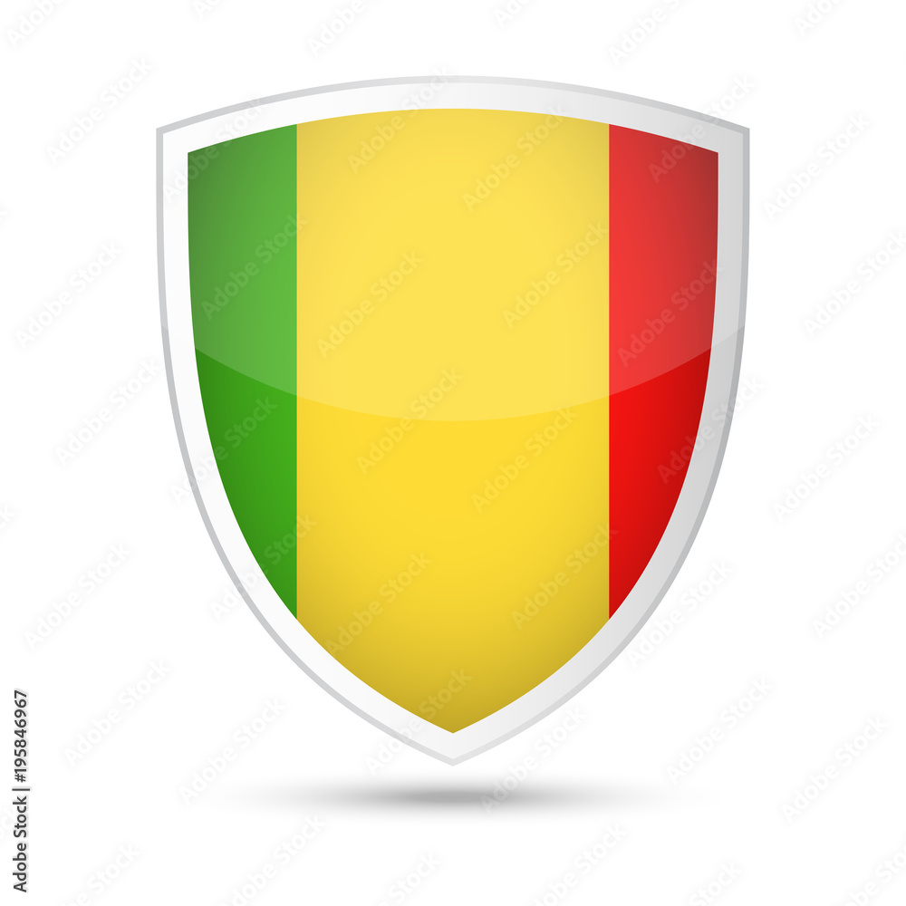 Fototapeta premium Mali Flag Vector Shield Icon