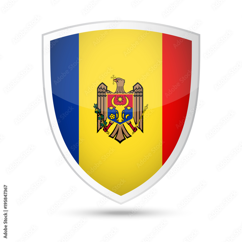 Moldova Flag Vector Shield Icon Moldova Flag Vector Shield Icon