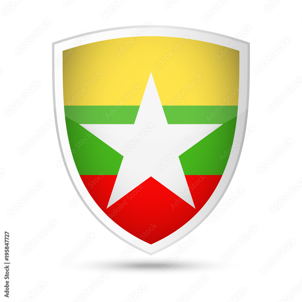 Myanmar Flag Vector Shield Icon Myanmar Flag Vector Shield Icon