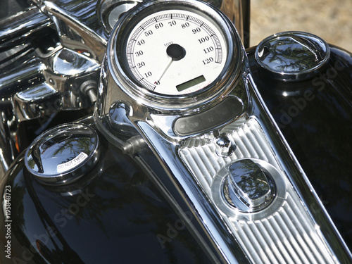 Harley Davidson  motorcycle T\tank and gauges with shiny chrome