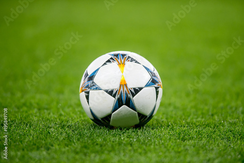 Soccer   Football match ball on grass