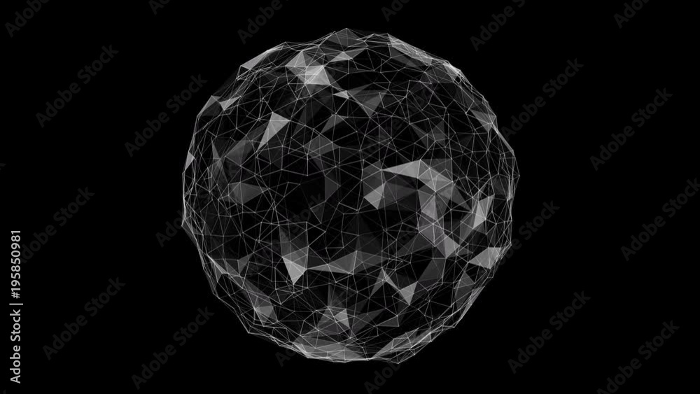 Abstract globe space sphere plexus triangles lines and dots technology animations