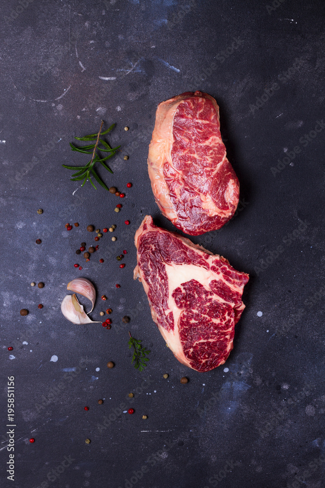 Raw beef steak
