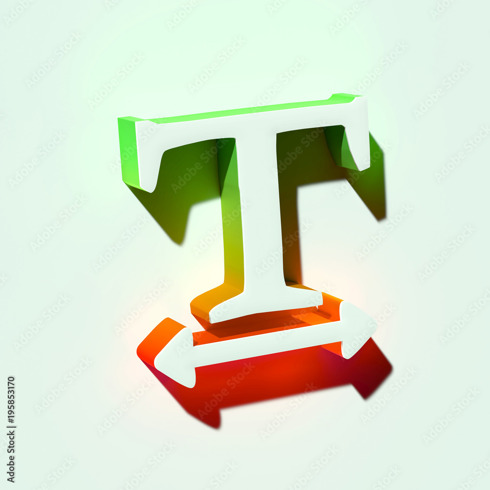 White Text Width Icon. 3D Illustration of White Font, Resize, Text, Type, Width Icons With Orange and Green Gradient Shadows. White Text Width Icon. 3D Illustration of White Font, Resize, Text, Type, Width Icons With Orange and Green Gradient Shadows.