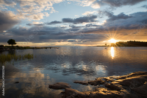 Rocky east coast at sea archipelago in Sweden