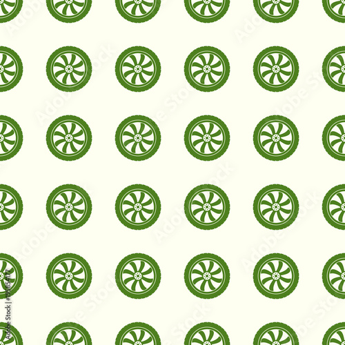 Car wheel vector illustration on a seamless pattern background