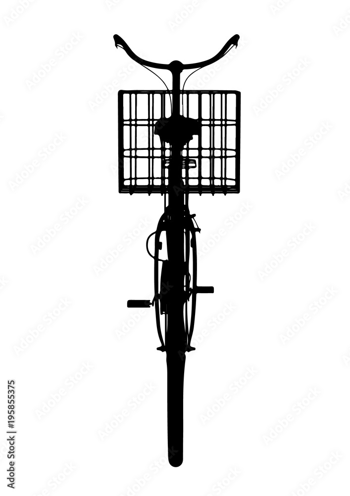 silhouette of bike with basket vector