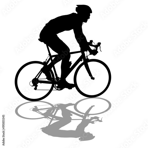 Fototapeta Naklejka Na Ścianę i Meble -  Silhouette of a cyclist male on white background