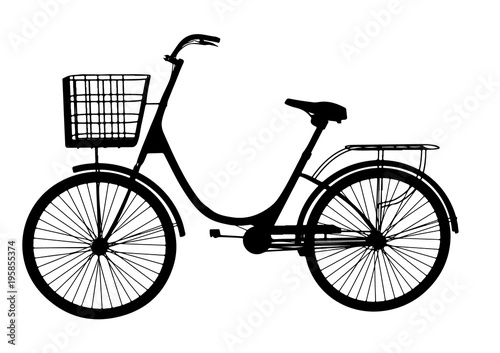 silhouette of bike with basket vector