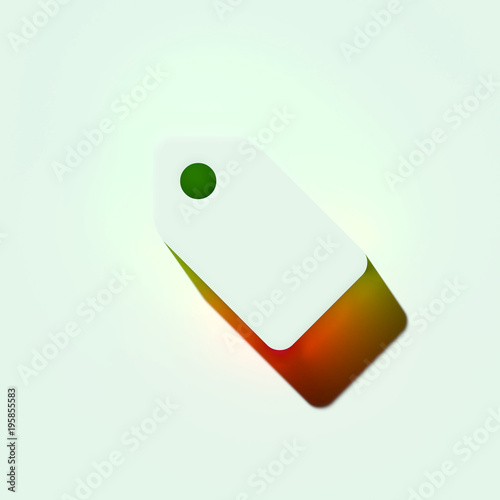 White Tag Icon. 3D Illustration of White Price, Price Tag, Sale, Sticker, Store, Icons With Orange and Green Gradient Shadows.