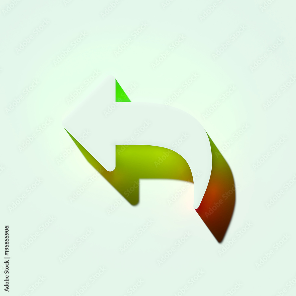 White Reply Icon. 3D Illustration of White Arrow, Blue, Circle, Previous, Reply, Respond, Response Icons With Orange and Green Gradient Shadows. White Reply Icon. 3D Illustration of White Arrow, Blue, Circle, Previous, Reply, Respond, Response Icons With Orange and Green Gradient Shadows.