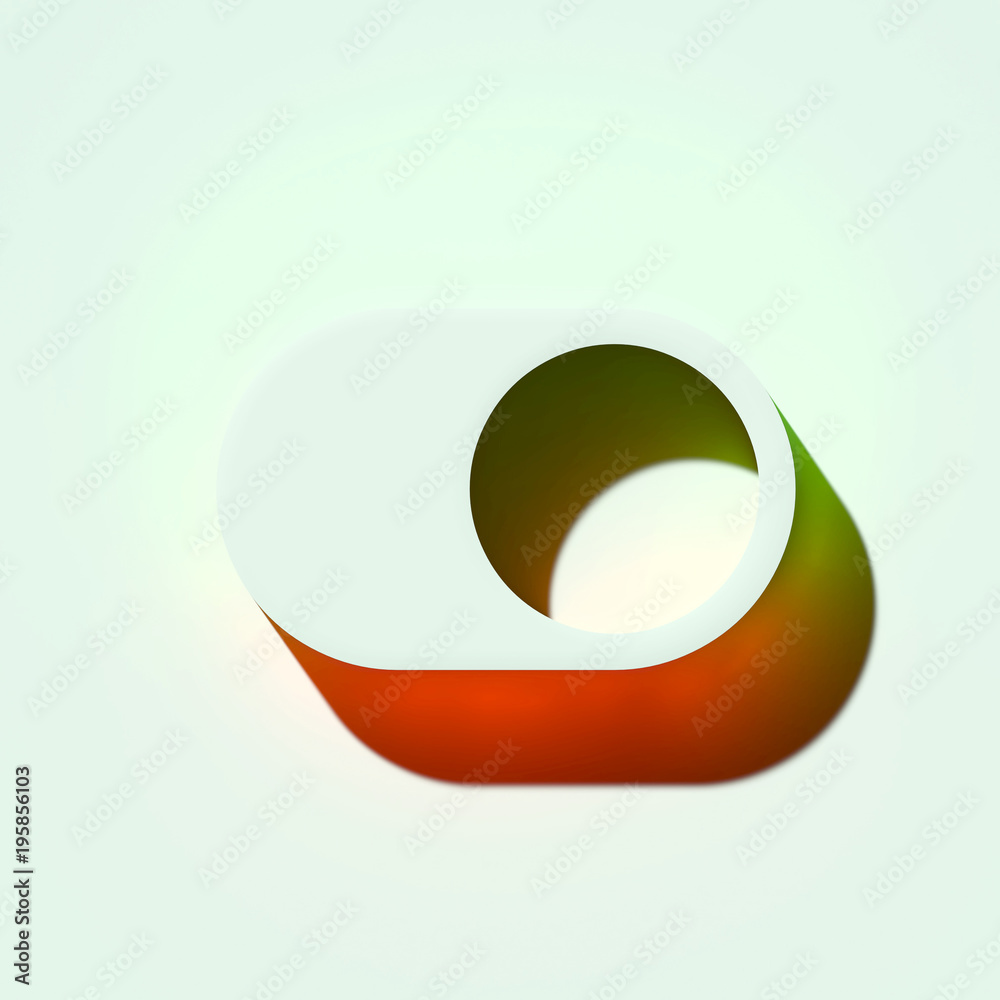 White Toggle on Icon. 3D Illustration of White Control, Enable, on Off, Switch, Toggle Icons With Orange and Green Gradient Shadows. White Toggle on Icon. 3D Illustration of White Control, Enable, on Off, Switch, Toggle Icons With Orange and Green Gradient Shadows.