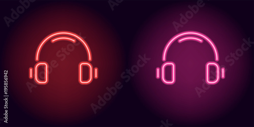Red and pink neon headphones