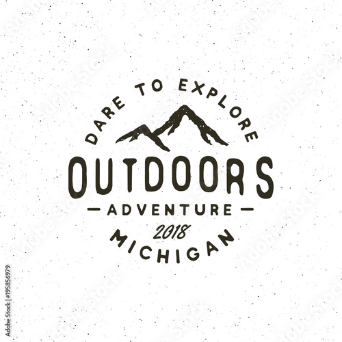 vintage wilderness logo. hand drawn retro styled outdoor adventure emblem. vector illustration