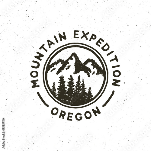 vintage wilderness logo. hand drawn retro styled outdoor adventure emblem. vector illustration