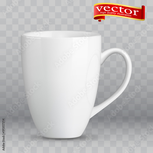 Photo realistic white cup isolated on the transparent background.