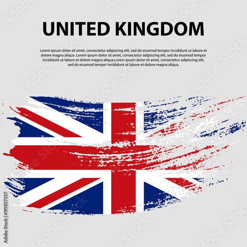 Flag of the United Kingdom of Great Britain and Northern Ireland, brush stroke background. Flag of United Kingdom.