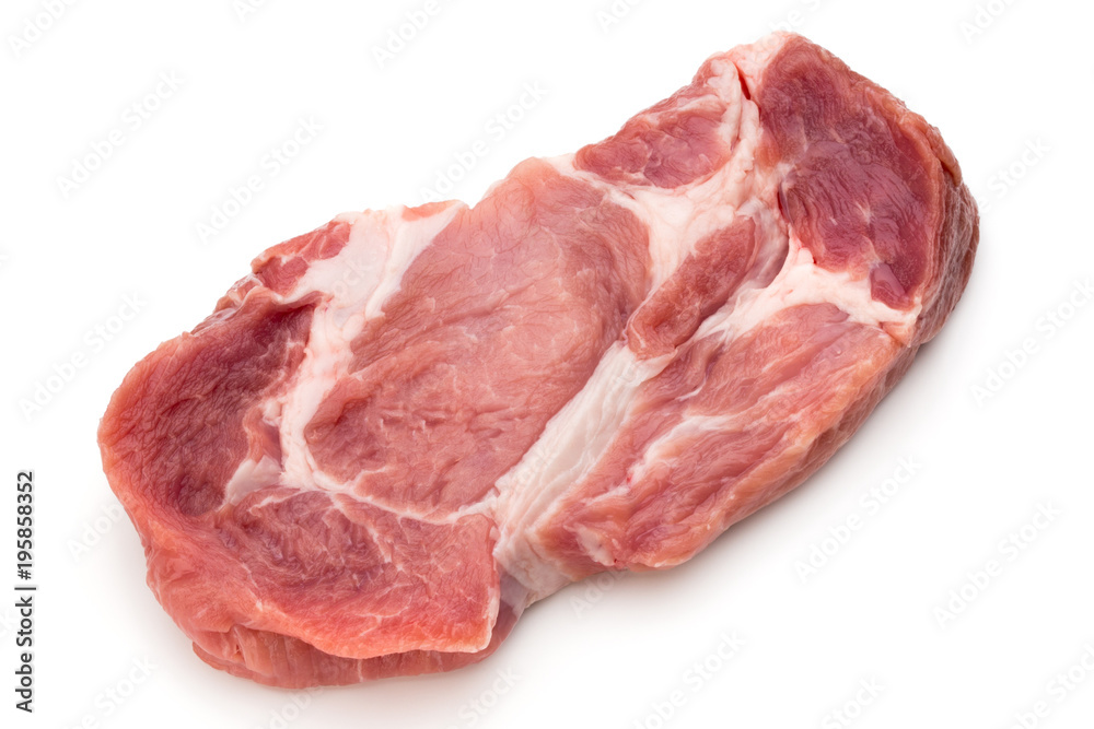 Meat pork slices isolated on the white background.