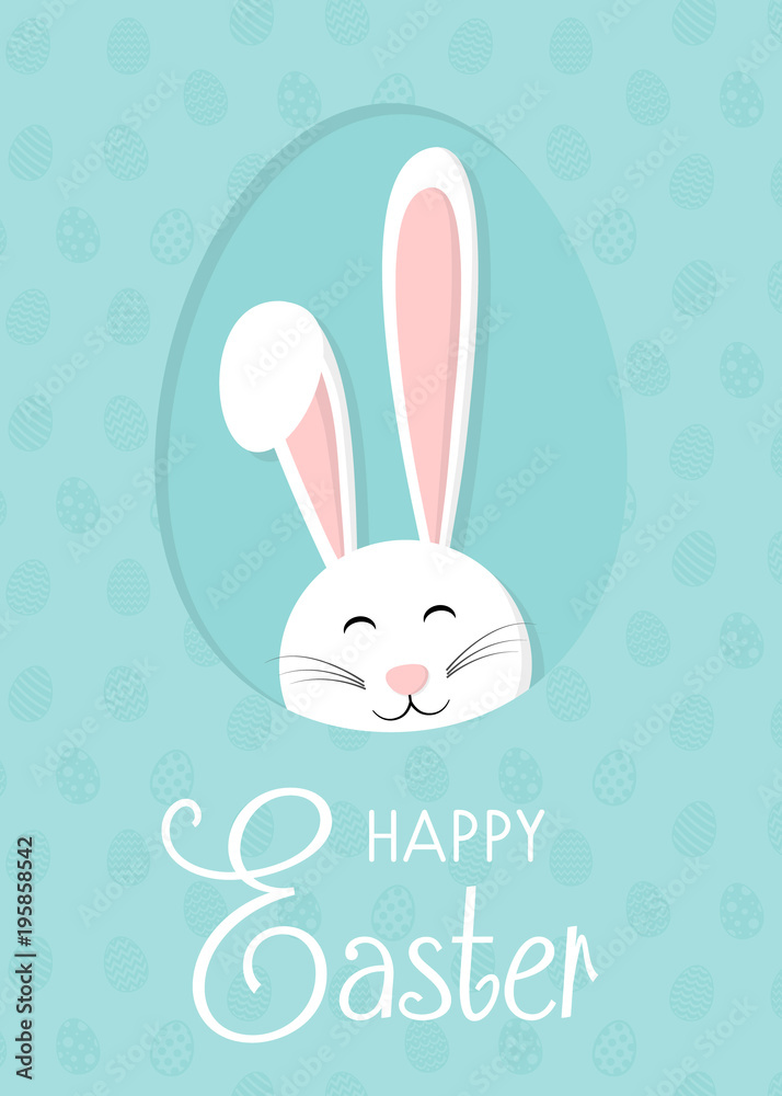 Easter bunny on background with eggs. Concept of a card with wishes. Vector. Easter bunny on background with eggs. Concept of a card with wishes. Vector.
