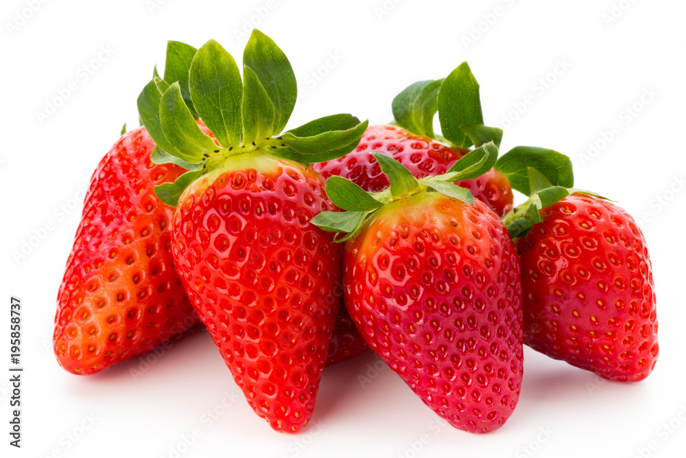 Fresh strawberries close up on white background. Fresh strawberries close up on white background.