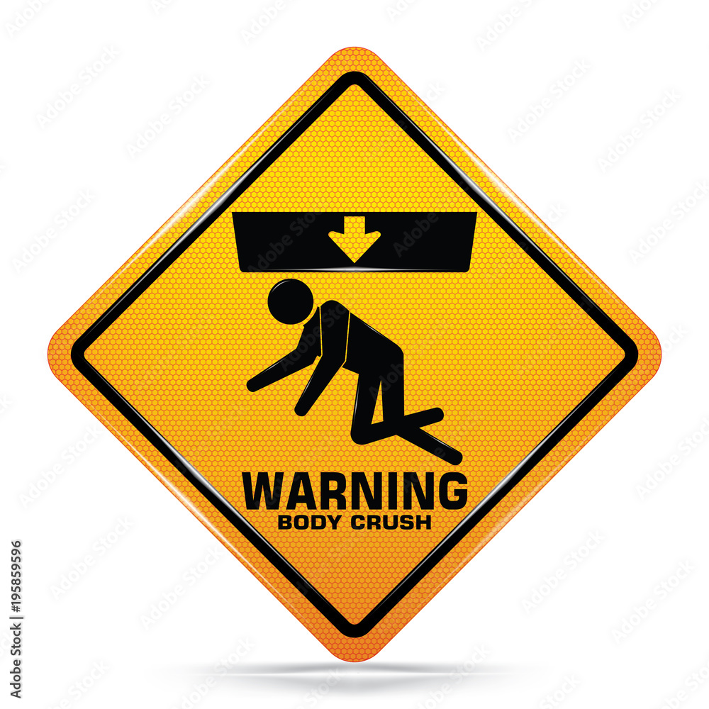 International Crushing Of Hazard Symbol Symbol, Yellow Warning Dangerous icon on white background, Attracting attention First Sign, Idea for graphic, web design, Vector EPS10. International Crushing Of Hazard Symbol Symbol, Yellow Warning Dangerous icon on white background, Attracting attention First Sign, Idea for graphic, web design, Vector EPS10.
