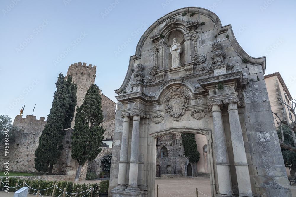  Monastery benedictine, medieval construction, romanesque style, monestir, in Sant Feliu de Guixols, Costa Brava, province Girona, Catalonia.Spain.