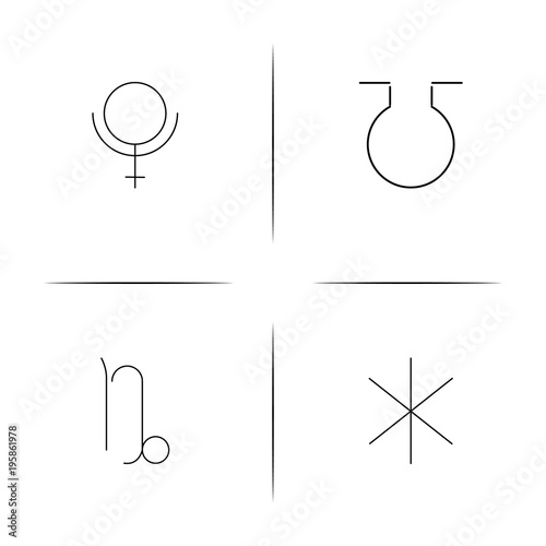 Astrology simple linear icon set.Simple outline icons