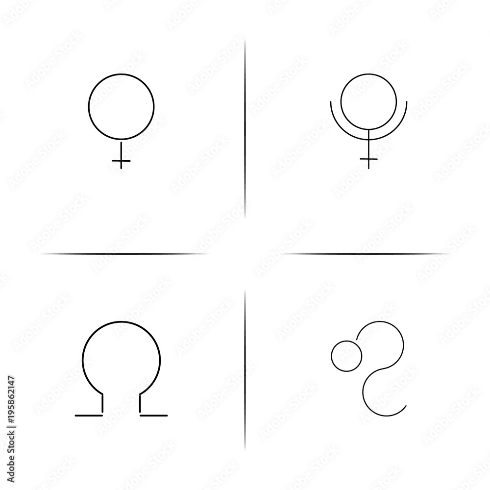 Astrology simple linear icon set.Simple outline icons Astrology simple linear icon set.Simple outline icons
