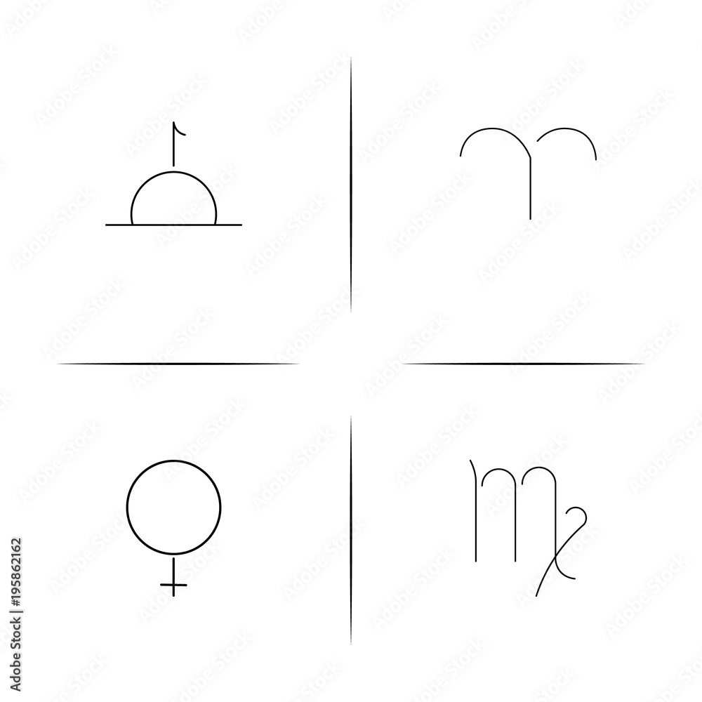 Astrology simple linear icon set.Simple outline icons Astrology simple linear icon set.Simple outline icons