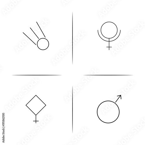 Astrology simple linear icon set.Simple outline icons