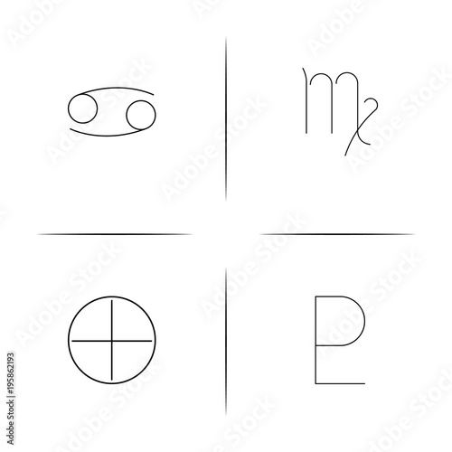 Astrology simple linear icon set.Simple outline icons