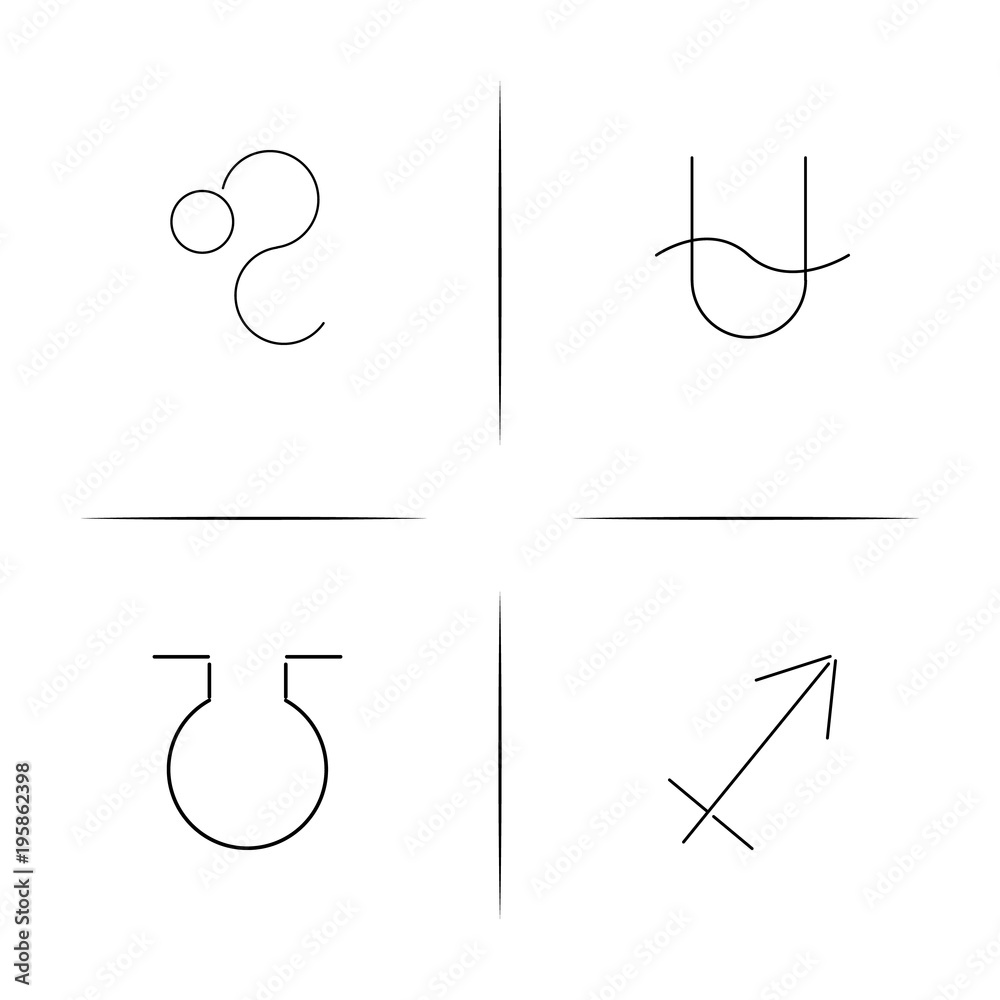 Astrology simple linear icon set.Simple outline icons Astrology simple linear icon set.Simple outline icons