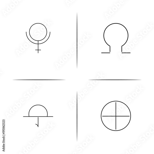 Astrology simple linear icon set.Simple outline icons