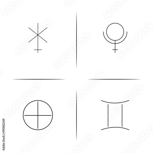 Astrology simple linear icon set.Simple outline icons