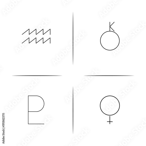 Astrology simple linear icon set.Simple outline icons