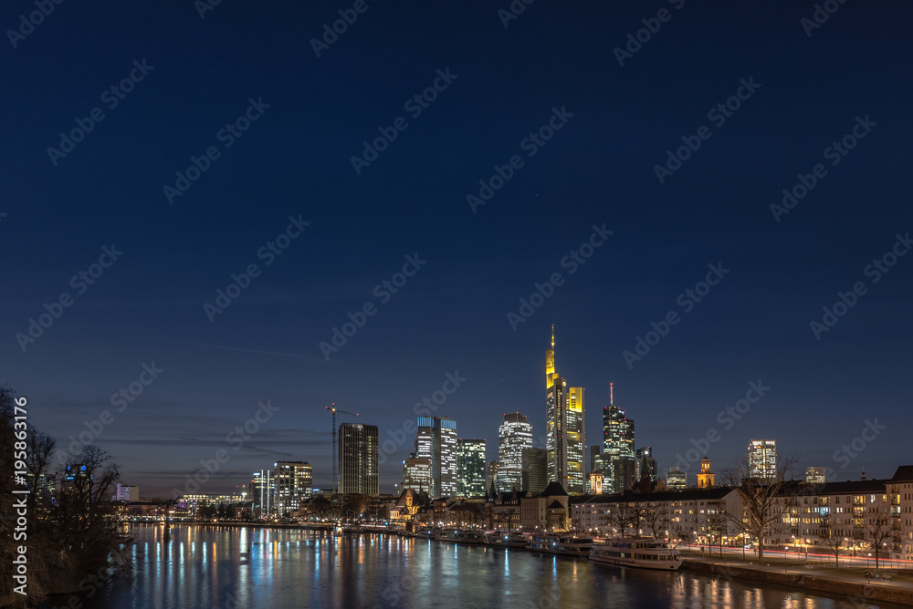 The skyline of the banking metropolis in Frankfurt am Main. Frankfurt, Germany / 5 March 2018