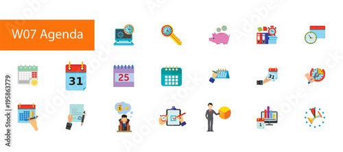 Agenda icon set